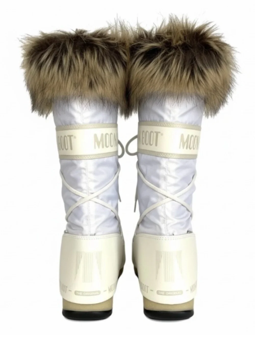 MOON BOOT Icon Faux Fur Trim Snow Boots Tall White Women’s Size 9.5 24008700/002